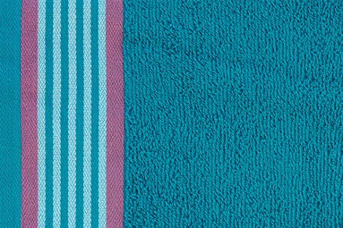 Image of Casa Copenhagen, Germany Design - He & She Super Soft Collection 2 Pieces 100% Cotton Large Bath Towel (Size : 70 x 140 cm) - Teal & Pink