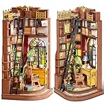 Rolife Book Nook Kit for Adults DIY Miniature Kit with Lights Silent Corner Study Booknook Model Kits for Adults to Build 3D Wooden Puzzle for Desk Library Bookshelf Decoration