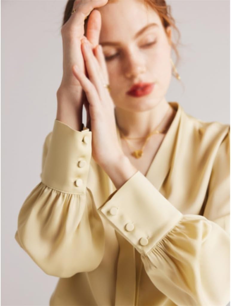Silk Women's Shirt Spring/Summer Silk Elastic Long Sleeved Silk Shirt
