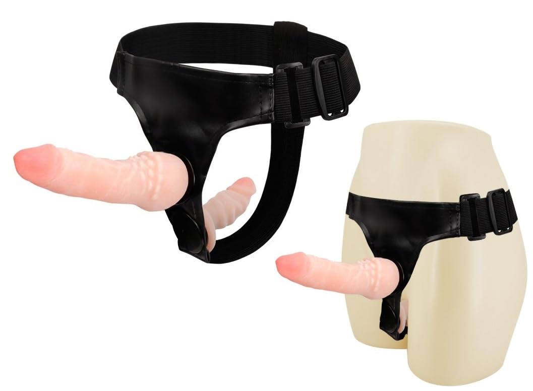 Strapon Doppio con Cintura, Fallo Indossabile da donna come lesbo strap-on o per donna-uomo anale (pegging), Cinta con 2 dildo indossabili