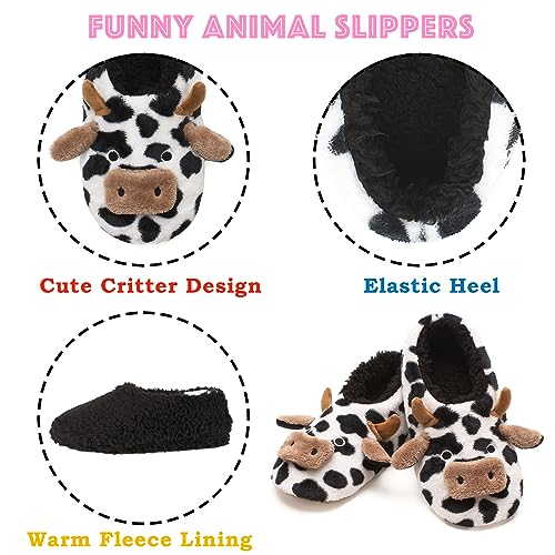 Image of Cozylook Cute Animal Slippers for Women and Kids Fuzzy Non Slip Soft Sole