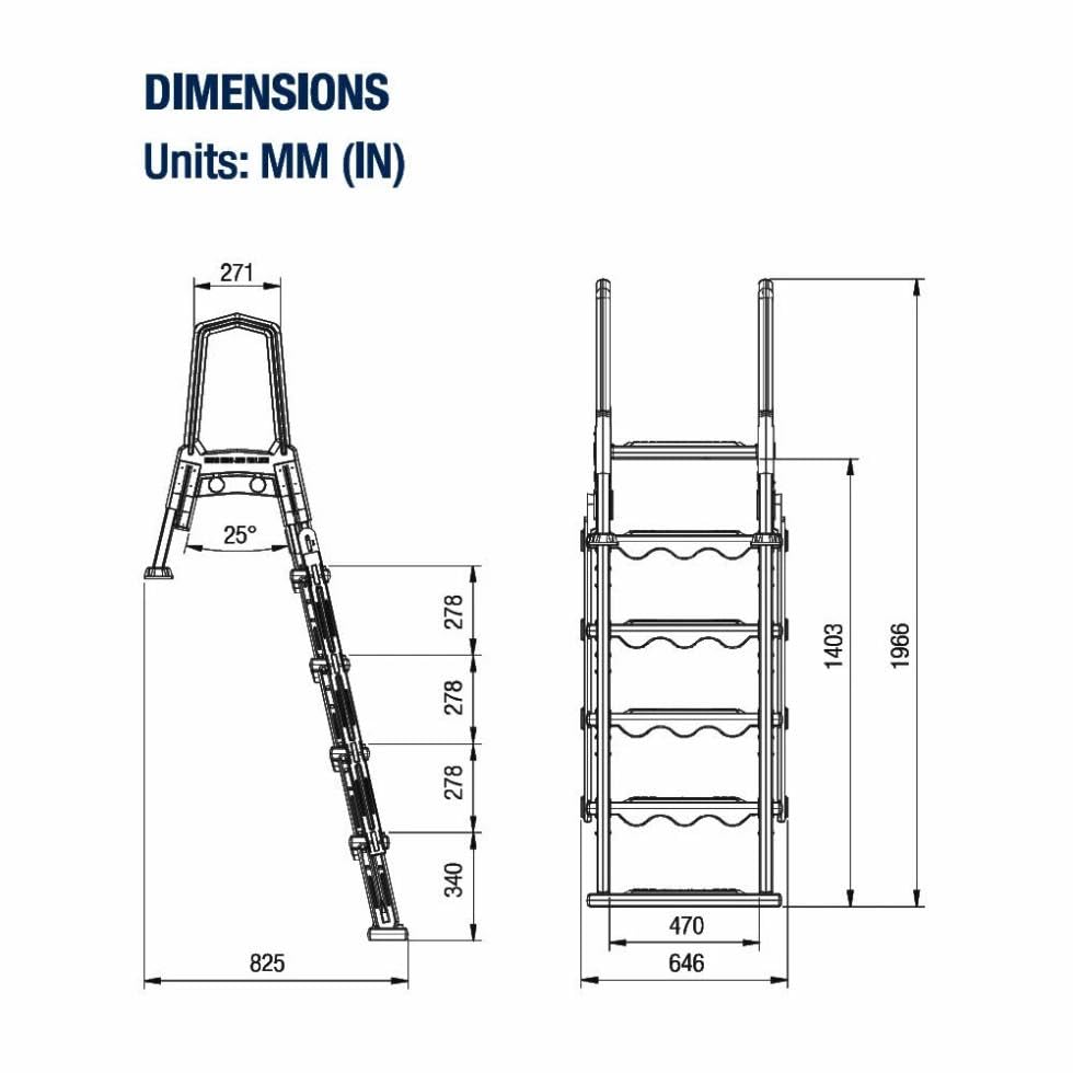Escalera de seguridad exterior para piscina de 77 pulgadas de altura miniatura 2