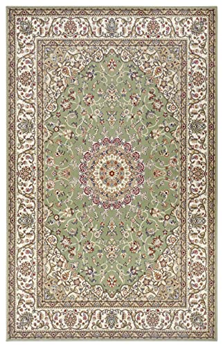 Nouristan Alfombra Oriental (120 x 170 cm, 100% Polipropileno, Resistente y fácil de Limpiar, remallado, Ideal para Todas Las Zonas residenciales, Apta para Suelo Radiante), Color Verde y Crema thumbnail