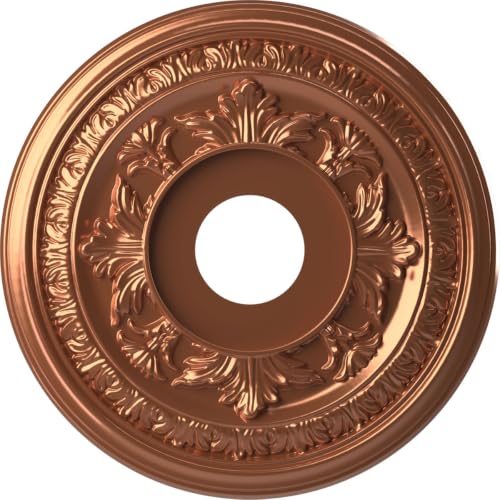 Image of Ekena Millwork CMP16BABCO Baltimore Thermoformed PVC Ceiling Medallion (Fits Canopies up to 6 1 /2 inch), 16 inchOD x 3 1 /2 inchID x 1 inchP, Bright Coat Copper