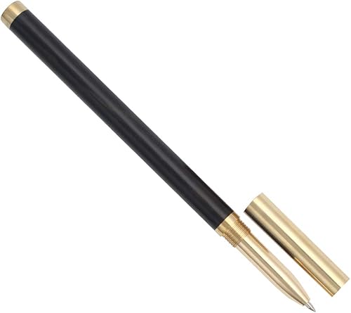 Miniatura 5 de Gullor Ingenuity - Bolígrafo de madera hecho a mano, tapa de latón, bolígrafo de tinta negra para oficina y negocios, color negro