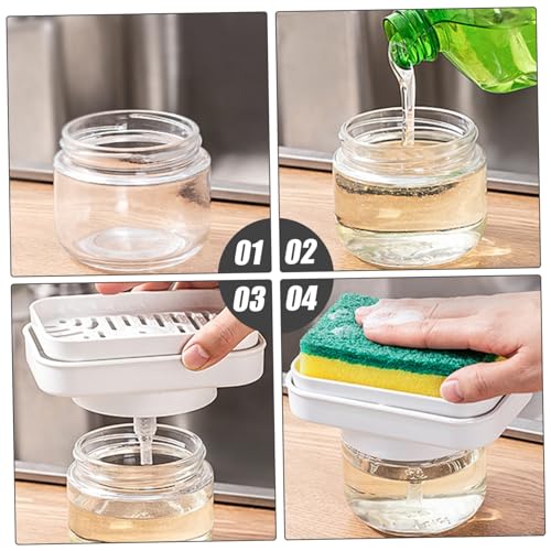 Image of Automatic Dish Soap Dispenser with Sponge Holder for Kitchen Sink Liquid Soap Pump Space-Saving Design for Organized Dishwashing