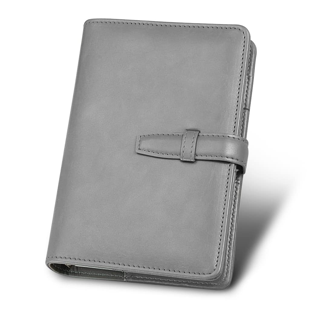 システム手帳 A6サイズ ビジネス向け メモ帳 ルーズリーフ 6穴 スオフィス用品 卒業記念品 退職 就職 昇進お祝い プレゼント (grey)