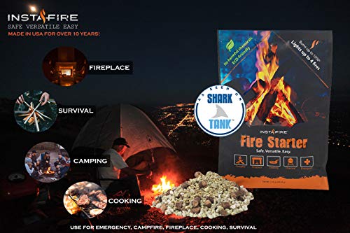 (10 Packs) Insta-Fire Fire Starter, Awarded 2017 Fire Starter Of The Year - All Natural, No Harmful Chemicals, Burns Up To 1000º For Over 10 Min. Lights Up To 40 Total Fires #TOP1