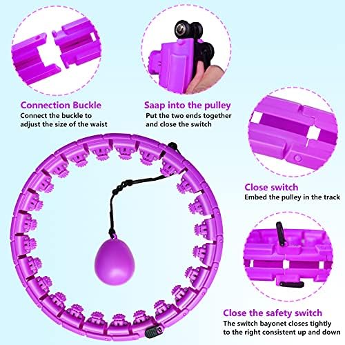 Smart Hula Hoop, Fitness Weighted Hula Hoop for Exercise Adults & Kids Women Weight Loss, Waist Trainer 2 in 1 Abdominal Fitness Hula Hoop, 24 Knots Detachable Non-Falling Weighted Hula Hoop