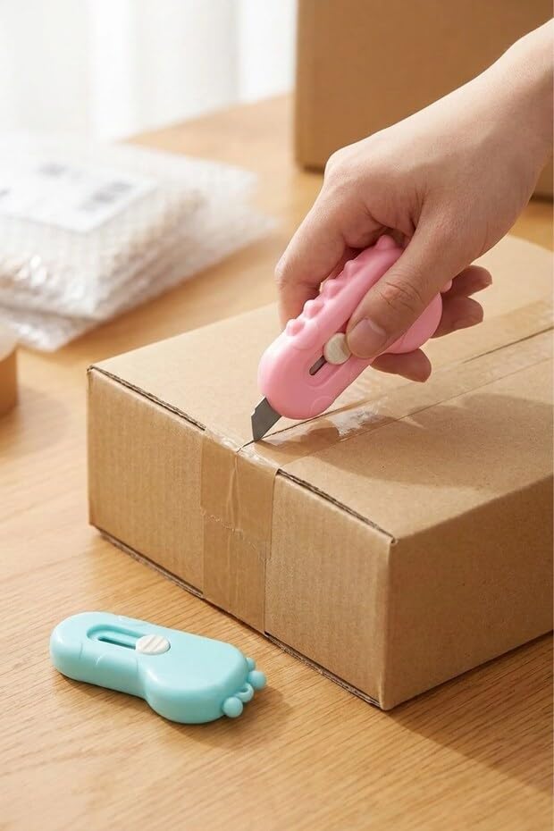 Dinozor Tasarımlı Mini Makas ve Falçata Seti, Pratik Kargo Paket Açıcı 2'li set