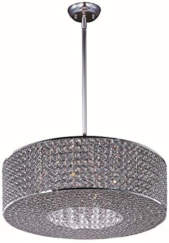 Maxim 39896BCPS Glimmer 10-Light Pendant, Plated Silver Finish, Beveled Crystal Glass, G9 Xenon Xenon Bulb , 100W Max., Wet Safety Rating, Standard Dimmable, Glass Shade Material, 1150 Rated Lumens