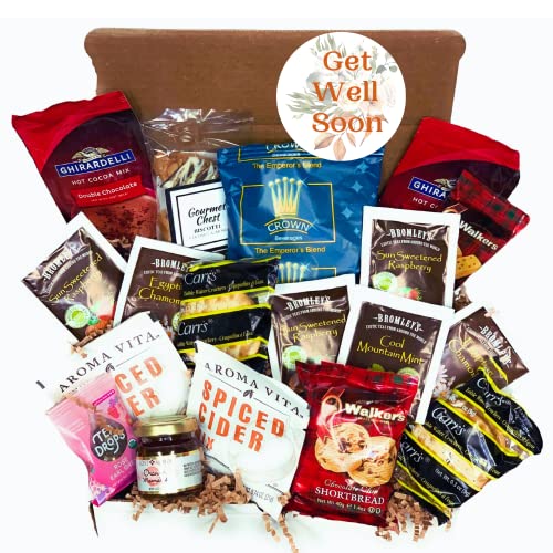 Get Well Soon Gift Box, Well Wishes Gift Basket, Sick Person Care Package, Cold & Flu Gift