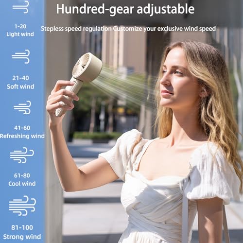 Portable Fan-3 in 1 USB Rechargeable Handheld Mini Fan, Multifunctional Small Fans with 100 Speed ​​Settings with Portable Carabiner and Neck Rope for Travel,Mountaineering,Beach and Personal Use — view 2