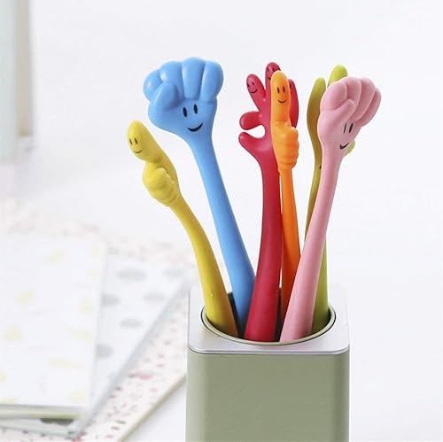 Miniatura 6 de Divertido bolígrafo flexible – gesto de mano doblada, tinta negra de 0.028 in, 6 unidades/juego