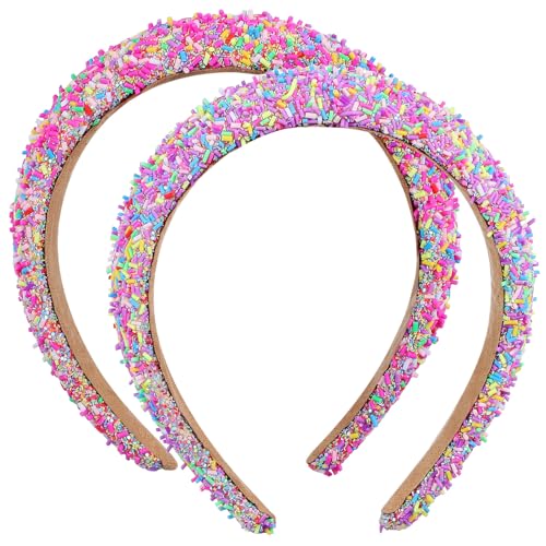 minkissy 2 Uds Diademas Anchas Coloridas Rosa Púrpura Antideslizantes Aros Para El Cabello Diademas De Rosquillas Dulces Diademas Dulces Para Mujeres Y Niñas