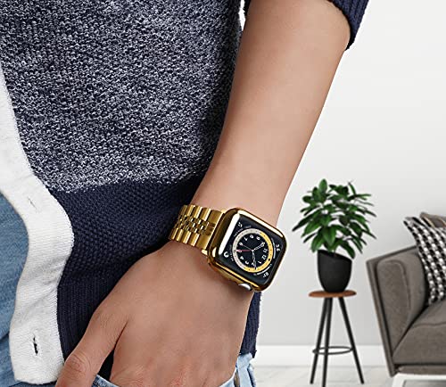 Image of baozai Compatible Apple Watch Bands 46mm 45mm 44mm 42mm 41mm 40mm 38mm, Stainless Steel Band with Screen Protector Case for Apple Watch Series 11 /10 /9 /8 /7 /6 /5 /4 /3 /2 /1 /SE3