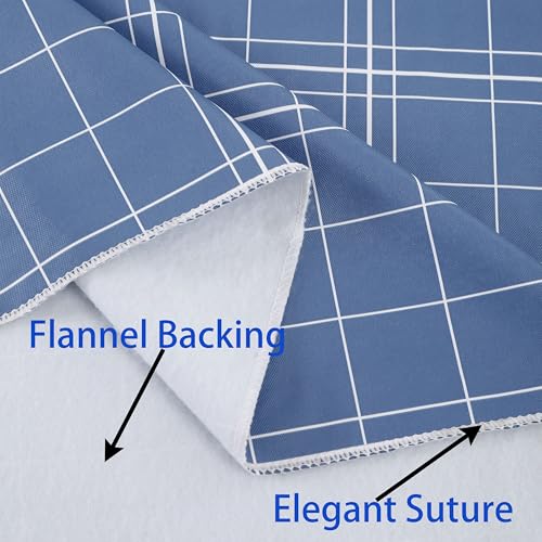 Image of Heavy Duty Vinyl Tablecloth with Flannel Backing Waterproof Oil-Proof Plastic Table Cloth Stain-Resistant Wipeable Rectangle or Square Table Cover for Indoor and Outdoor (Blue Grid,60x102 Inch)