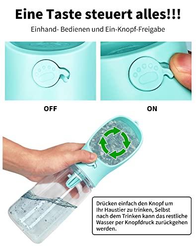 Trinkflasche Hund für Unterwegs 550ml Hundetrinkflasche Unterwegs Wasserflasche Hunde Trinkflasche mit 100ml Hundefutter Becher Hundenapf unterwegs tragbar Wasserflasche Hund Wasserspender Reisenapf