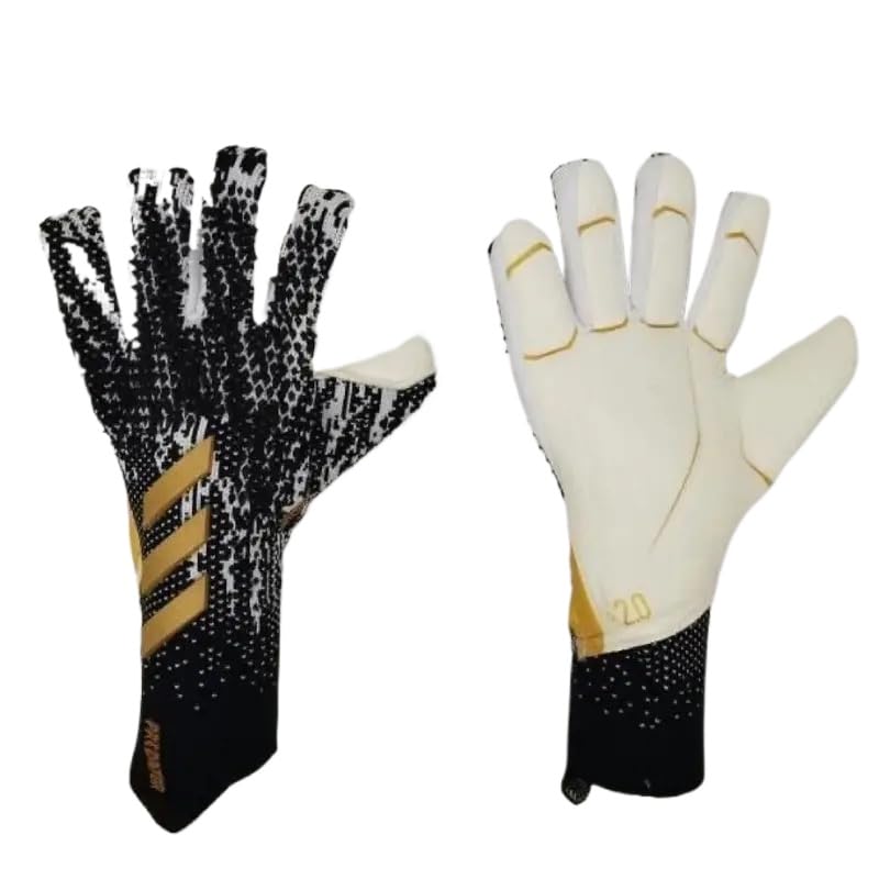 ZHANGWU Soccer Goalkeeper Gloves Goalie Training Gloves Strong Grip Anti-Slip and Breathable for Adults and Children (Black Golden,6)