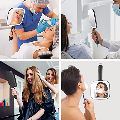 Portable Lighted Hand Mirror With 3 Light Color & Dimmable, 6.2'' X 5.9'' Makeup Mirror, Wide Viewing Angle, Lightweight & Durable, 4 Aaa Battery Operated, Versatile & Hangable For Makeup Application #TOP5