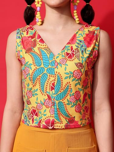 Image of PURVAJA Women's Polyester Floral Relaxed Fit Shirt