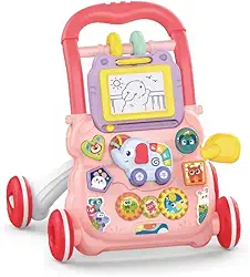 Andador Infantil Educativo Empurrar Piano e Lousa Maxi Baby (Rosa)