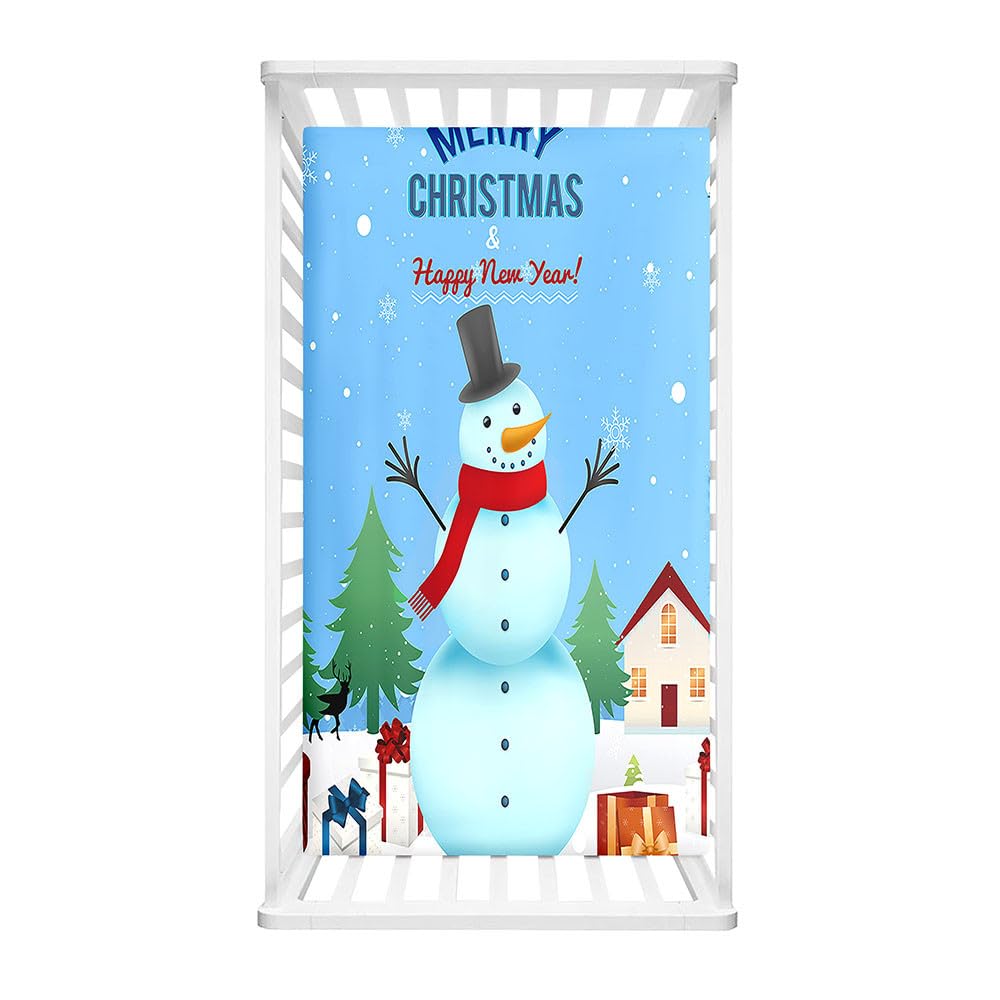 Hiseng Microfiber Crib Sheets, Cot Bed Sheets Christmas Cot Fitted Sheets Bassinet Mattress, Soft and Comfortable Toddler Bed Sheets for Boys, Girls (70x140cm,Christmas 8)