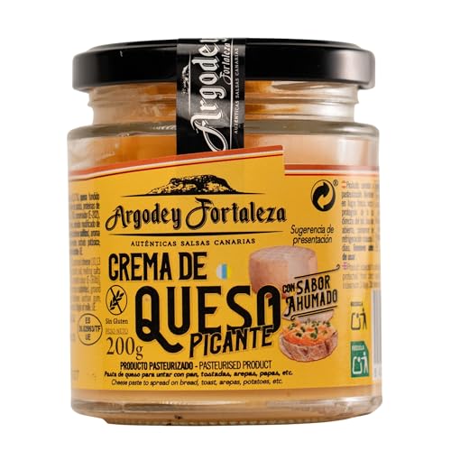 Argodey Fortaleza Crema de Queso Ahumado Picante 200g | Salsa Cremosa para Untar en Patatas, Pan, Tostadas, Sándwiches, Tacos, Nachos, Arepas, Empanadas y para Acompañar Carnes y Pescados