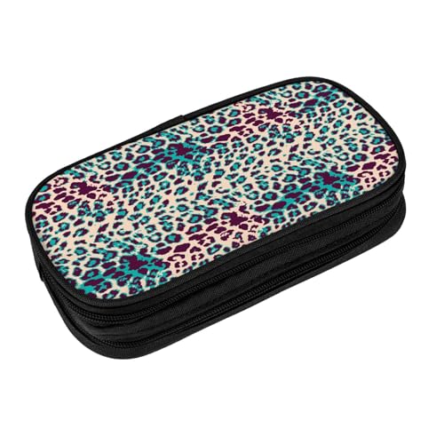 Image of Perinsto Leopard Animal Skin Pencil Case Big Capacity Multi Compartment Stationery Box Pencil Pouch Holder Desk Organizer For School Office Home