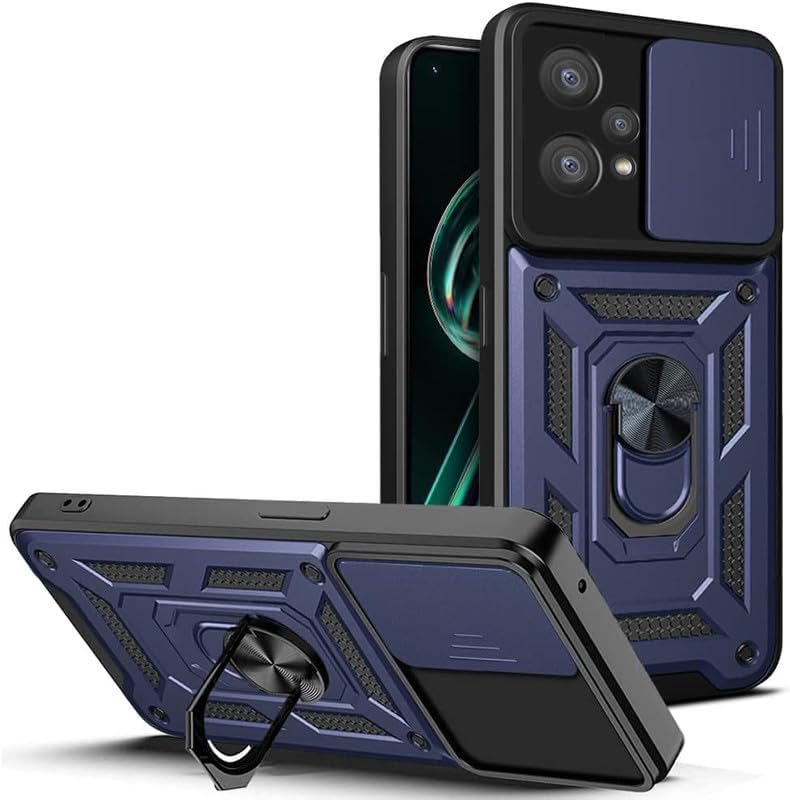 Image of Luxe Back Cover for OnePlus Nord CE 2 Lite 5G | D10 Tough Armor | Sliding Camera Shield | 360 Protection | Kickstand Ring Holder | Military-Grade Shockproof Bumper