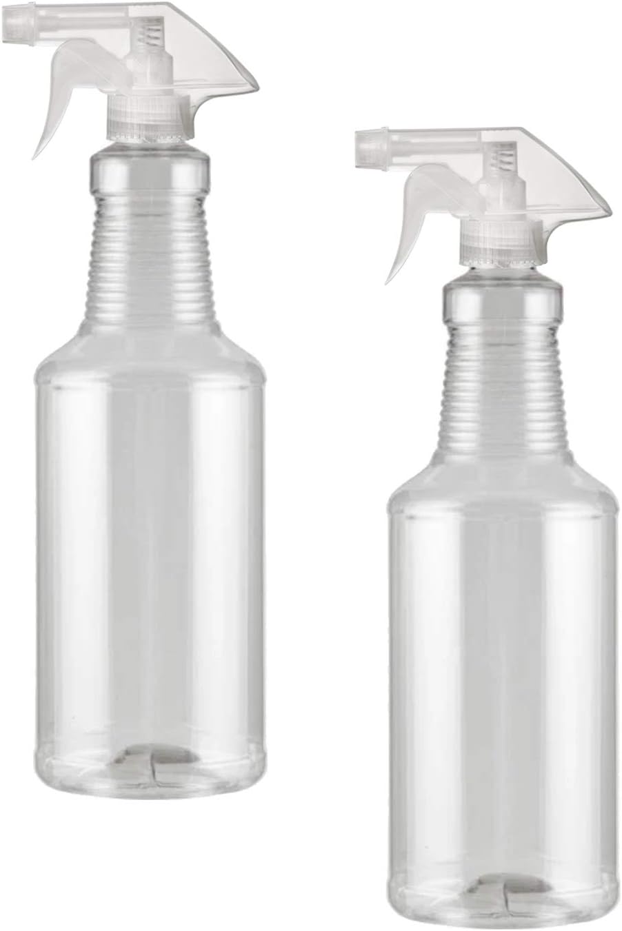 32 Oz All-Purpose Spray Bottles, Empty/Reuseable, Heavy Duty, Clear PET Plastic, Trigger Sprayer, Industrial Size, Chemical Resistant, Made in USA (2 Pack, Clear) - Amazon product rated Grade B