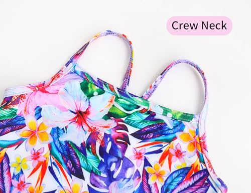 Image of Girls Bathing Suits Colorful Swimsuits with UPF 50 + Sun Protection Sleeveless Toddler Kids One Piece Swimwear