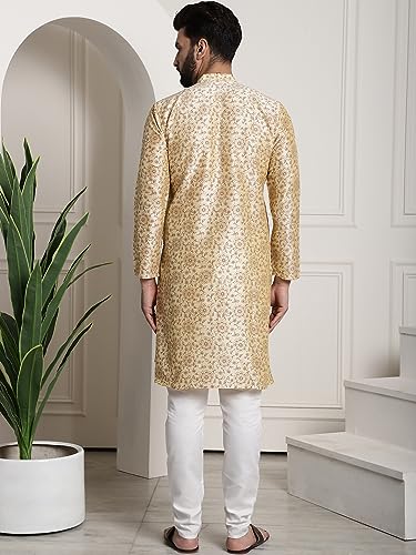 Image of SOJANYA (Since 1958 Men's Silk Blend Printed Kurta and Churidar Pyjama Set