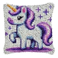 YOOTOM Knüpfhaken Kissen Kits für Kinder,DIY Knüpfteppich Zum Selber Knüpf-Sets Kissenbezug Teppich Stickerei Set,Christmas Latch Hook Kits 43x43cm