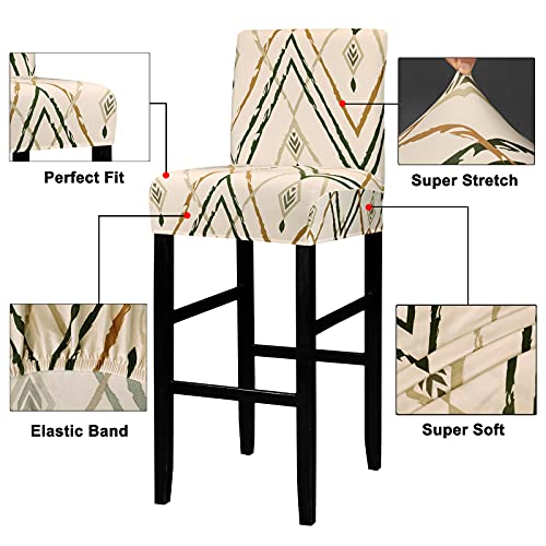 Image of Lellen Bar Stool Chair Covers Set of 4,Jacquard Bar Stool Cover Barstool Covers Slipcovers Stretch Bar Stool Covers with Backs Bar Stool Protector Covers for Kitchen Dining Room Counter Island