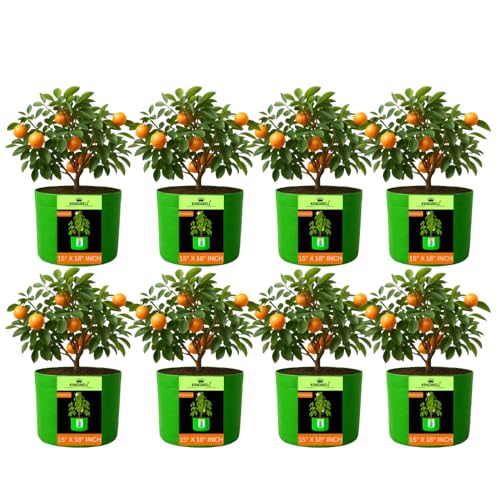Image of Kingwell grow bags 15x18 inch pack of 8 For Terrace Garden Vegetable Plant Grow Bags Fruits Growing Containers For terrece Gardening
