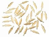 ALIMITOPIA 100pcs Indian Feather Charms Pendants Easter Angel Wing Feather Dangle Charm for DIY Crafting Bracelet Necklace Jewelry Making Findings(Gold Tone)
