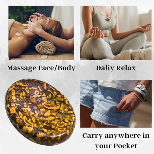 Image of Amazing Gemstone Fruit Jasper Worry Stone Crystals and Healing Stones - Stress Relief Gifts - Piedra Crystal Fidget for Meditation, Relaxation - Unique Stocking Stuffers Birthday Gifts for Women, Men