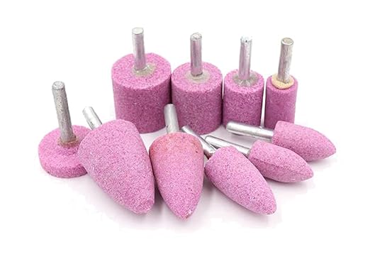 10 Pcs Rotary Grinding Stone, 1/4 Inch Shank Abrasive Stones Mounted Grinding Bits for Metal, Aluminum, Brass, Steel