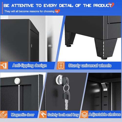 Image of GAIOUS 79 inch Tall Metal Pantry Storage Cabinet with Lock, File Cabinet Black