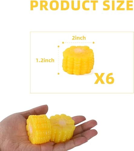 Miniatura 6 de Bloque de maíz artificial, rebanadas de PVC de maíz falso, modelo de vegetales artificiales, hogar, cocina, fiesta, decoración, accesorios de