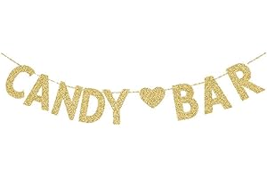 Candy Bar Banner, Gold Glitter Paper Sign Decors for Birthday/Wedding/Party Supplies