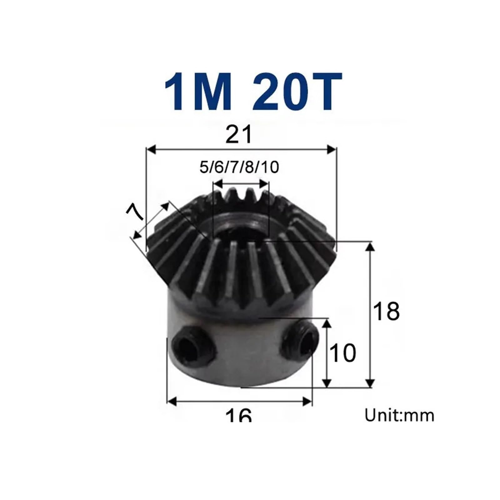 Bevel Gears 1pc 1 Modulus 20 Teeth 1M 20T Bevel Gear Inner Hole 5mm 6mm 7mm 8mm Metal Gears 90 Degrees for Model Car Modification DIY(10mm)