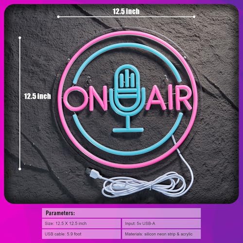 Image of On Air Neon Sign Live On Air LED Light for Streaming Gaming Recording Studio Decor Round On Air Light Up Signs for Influencers Streamers Gamers, USB Powered, 12.6 X 12.6 inchs