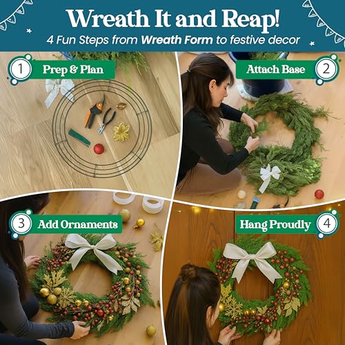 Upstout 5-Pack 12 Inch Wire Wreath Frame – Round Metal Wreath Form with Ring Design for DIY Crafts, Floral Projects, and Home Decor – Dark Green Wire Frame for Christmas Holiday & Weddings