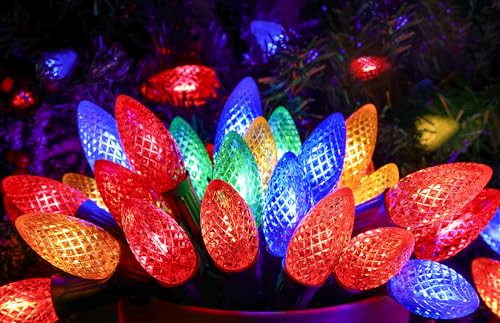 C9 Multicolor Outdoor Christmas Lights, 50FT Christmas String Lights Waterproof, Commercial 25 LED Christmas Lights , Super Bright C9 Xmas Lights Extendable for House, Indoor Outdoor Decor, Green Wire C9 Multicolor Outdoor Christmas Lights, 50FT Christmas String Lights Waterproof, Commercial 25 LED Christmas Lights , Super Bright C9 Xmas Lights Extendable for House, Indoor Outdoor Decor, Green Wire