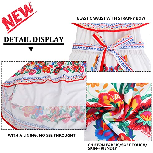 ACOSAP Women's Mexican Dress Summer Floral Print Off The Shoulder Sleeveless Beach Long Maxi Dress2