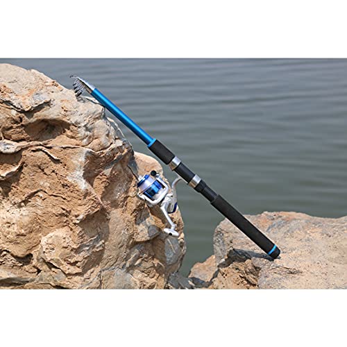 Cañas telescópicas de carbono con carrete giratorio para pesca de carpa 7