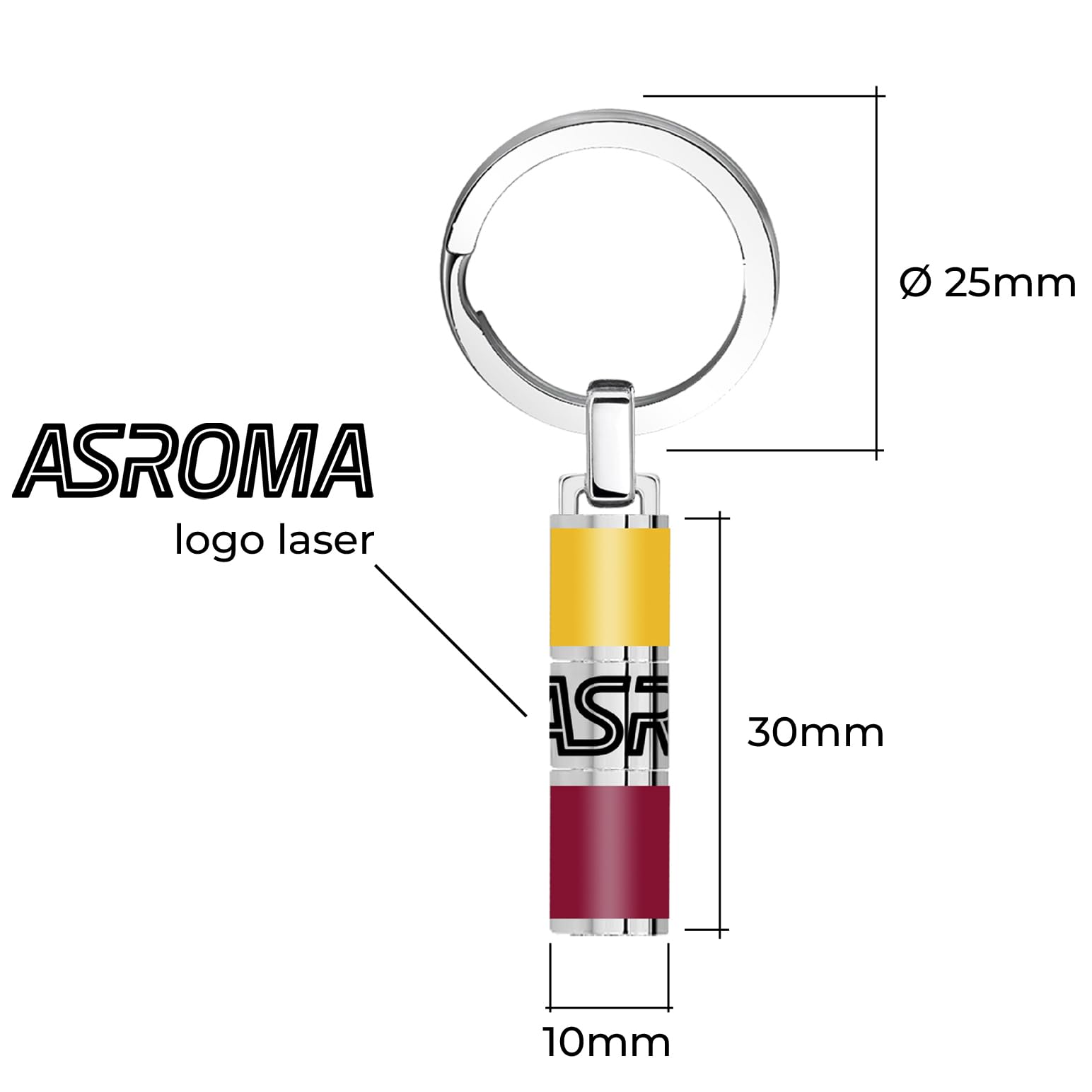 Clondo As Roma Stainless Steel Keyring - Official Football Product - Stylish and Durable Gadget with Logo - Giallorossi Fan Gift Idea - 2