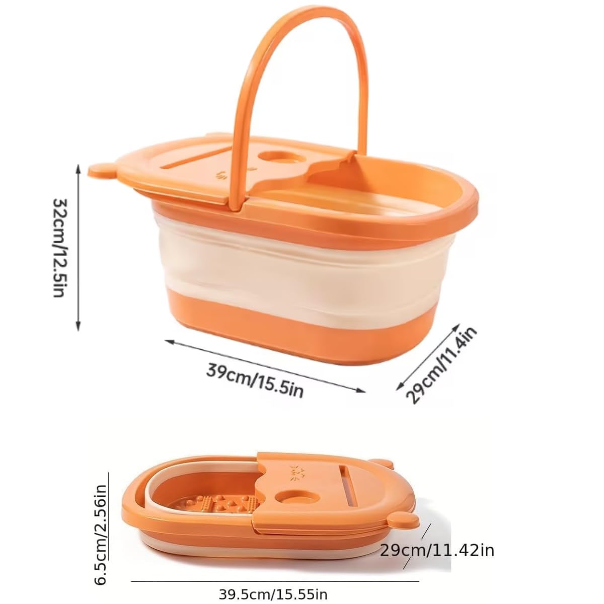 VIZARO Collapsible Foot Spa Tub With Acupressure Massage Points | Foldable Pedicure Bath Basin for Feet Soaking | Portable Foot Bucket for Stress Relaxion & Home Use